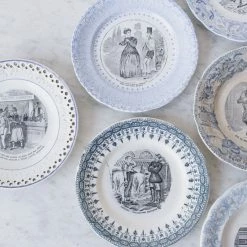 Elsie Green Vintage Blue Rim Transferware Plates Eclectic Set Of 4