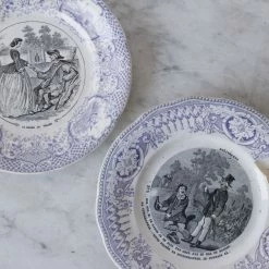 Elsie Green Vintage Blue Rim Transferware Plates Eclectic Set Of 4