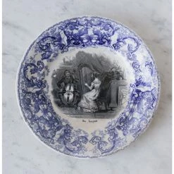 Elsie Green Vintage Blue Rim Transferware Plates Eclectic Set Of 4